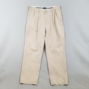 Polo Jeans Company Pants Mens 38x32 Beige Pleated Chino Straight Leg Casual